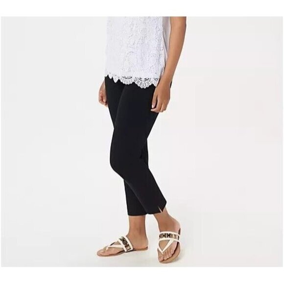 Susan Graver Regular Weekend Premium Stretch Crop Pants Black X-Small A353368 - Picture 1 of 1